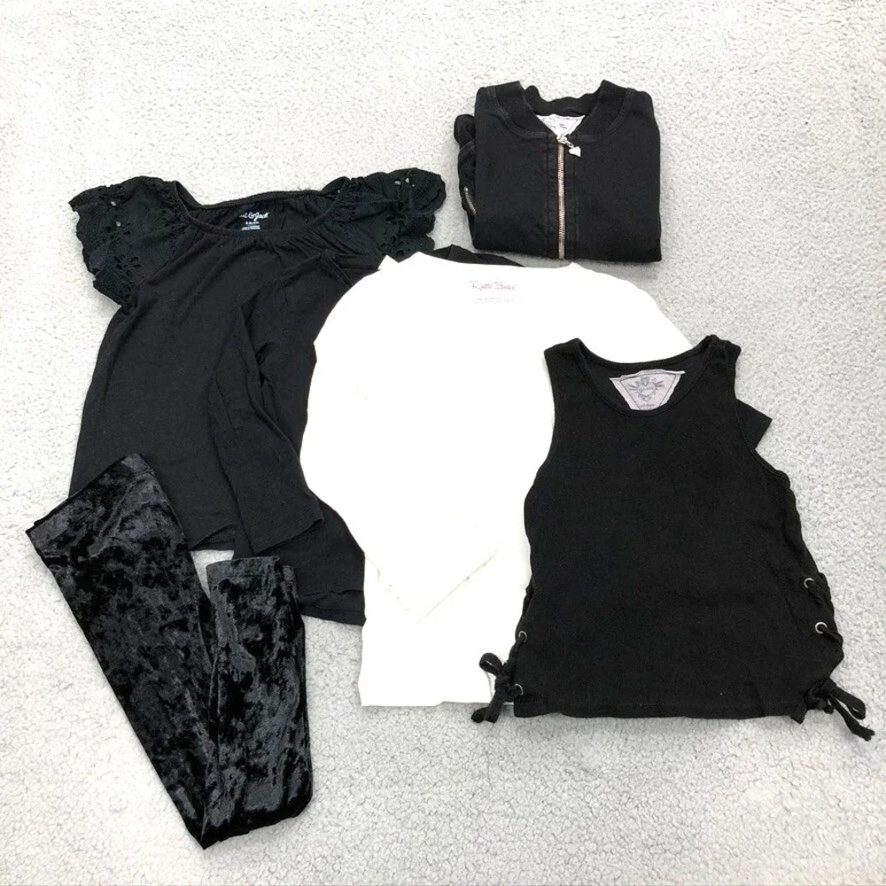 Ruffle Butts Cat & Jack T2Love Outfit Lot Girls 6 Black White Jacket Velvet Pant